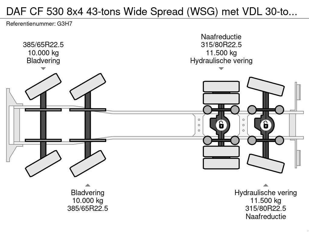 Abrollcontainer Türe ait DAF CF 530 8x4 43-tons Wide Spread (WSG) met VDL 30-tons haakarmsyst, Gebrauchtmaschine içinde Groenekan (resim 6)