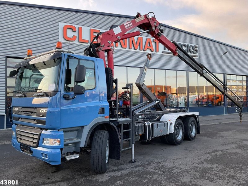 Abrollcontainer of the type DAF FAT 85 CF 410 6x4 Full Steel Manual HMF 16 Tonmeter laadkraan, Gebrauchtmaschine in ANDELST