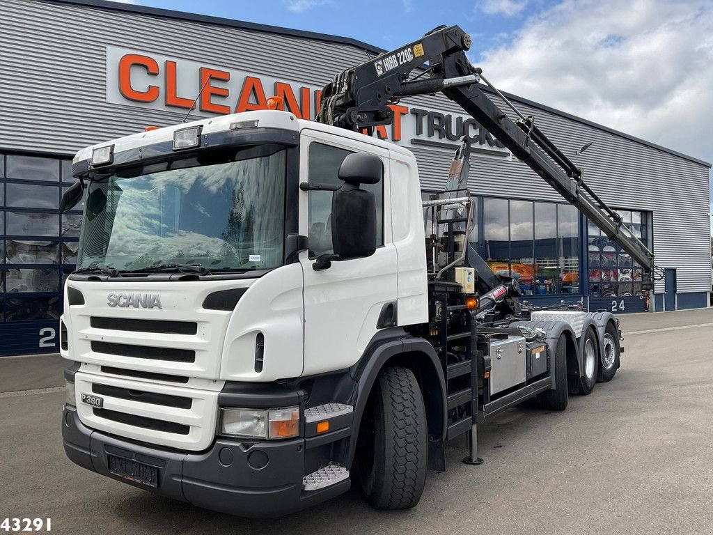 Abrollcontainer du type Scania P 380 8x2 Hiab 22 Tonmeter laadkraan, Gebrauchtmaschine en ANDELST (Photo 1)