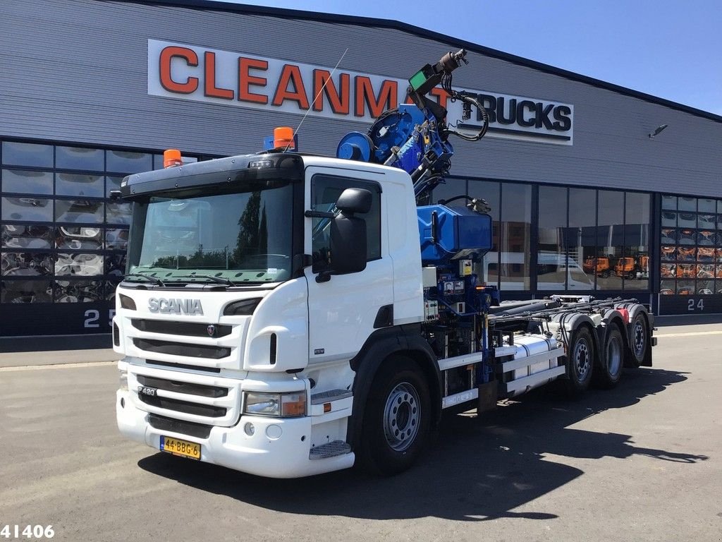 Abrollcontainer van het type Scania P 420 Hiab 21 ton/meter laadkraan Welvaarts kraanweegsysteem, Gebrauchtmaschine in ANDELST (Foto 8)