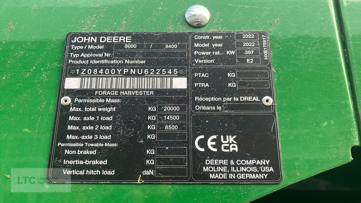 Anbauhäcksler & Anhängehäcksler Türe ait John Deere 8400i, Vorführmaschine içinde Herzogenburg (resim 14)