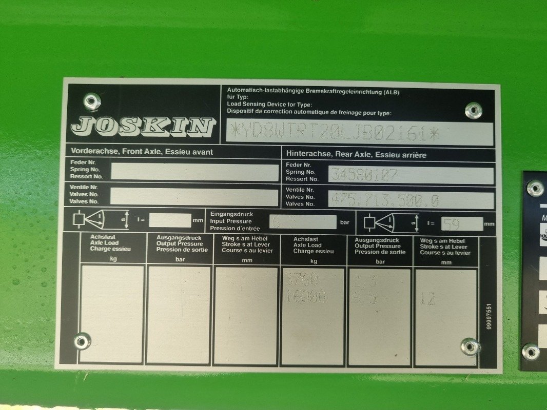 Anhänger Türe ait Joskin Wago TRP10000T21, Neumaschine içinde Neubrandenburg (resim 9)