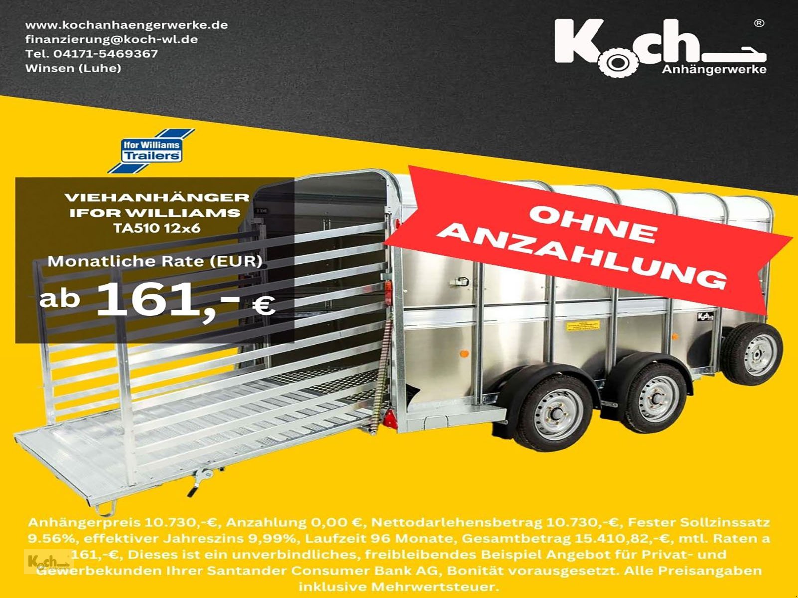 Anhänger tip Sonstige Ifor Williams ViehanhÃ¤nger  TA510 12x6 178x372cm HÃ¶he:183 3,5t (Vi11650588Iw), Neumaschine in Winsen (Luhe) (Poză 1)