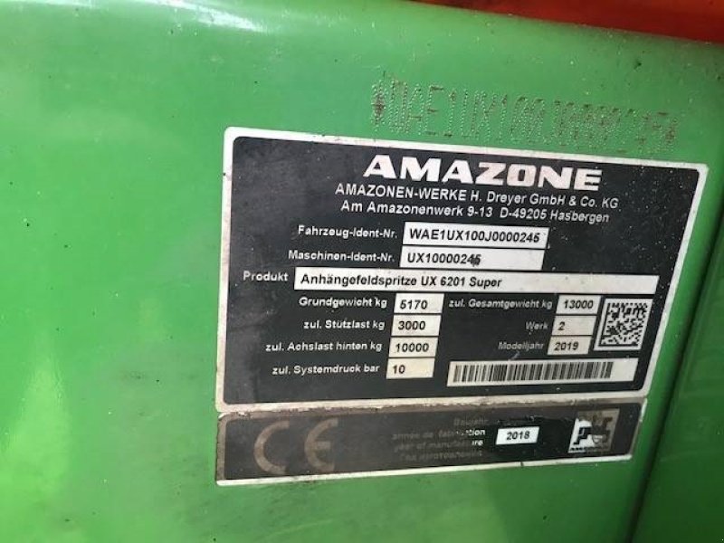 Anhängespritze tip Amazone UX 6201 Super, Gebrauchtmaschine in Kolding (Poză 8)