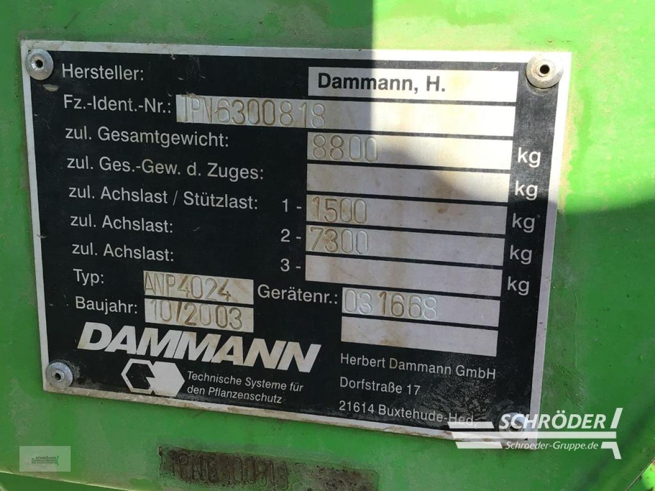 Anhängespritze Türe ait Dammann ANP 4024, Gebrauchtmaschine içinde Penzlin (resim 7)