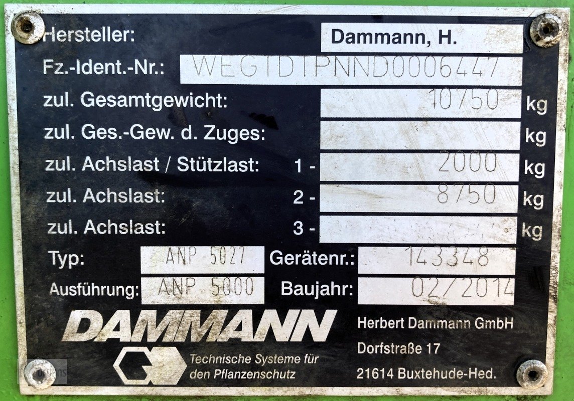 Anhängespritze za tip Dammann ANP 5027 Profi-Class 27+24 m Einzeldüsenschaltung, Gebrauchtmaschine u Karstädt (Slika 17)