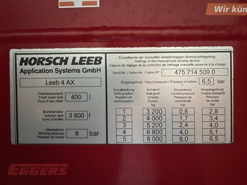 Anhängespritze типа Horsch Leeb 4 AX LR, Gebrauchtmaschine в Suhlendorf (Фотография 9)