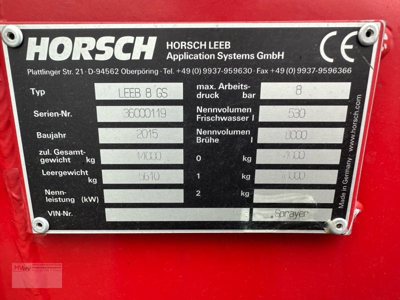 Anhängespritze del tipo Horsch LEEB 8GS / Lenkachse / TÜV 2027, Gebrauchtmaschine In Neubrandenburg (Immagine 15)