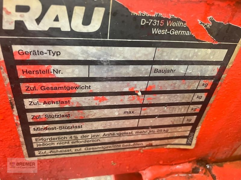 Anhängespritze Türe ait Rau 14 GV 20, Gebrauchtmaschine içinde Asendorf (resim 23)