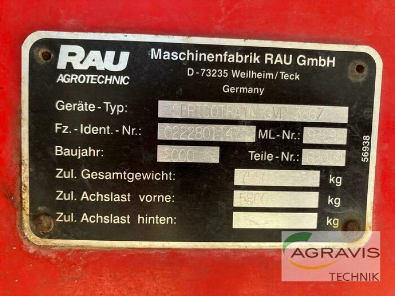 Anhängespritze tip Rau SPRIDOTRAIN GVP 386, Gebrauchtmaschine in Bardowick (Poză 10)