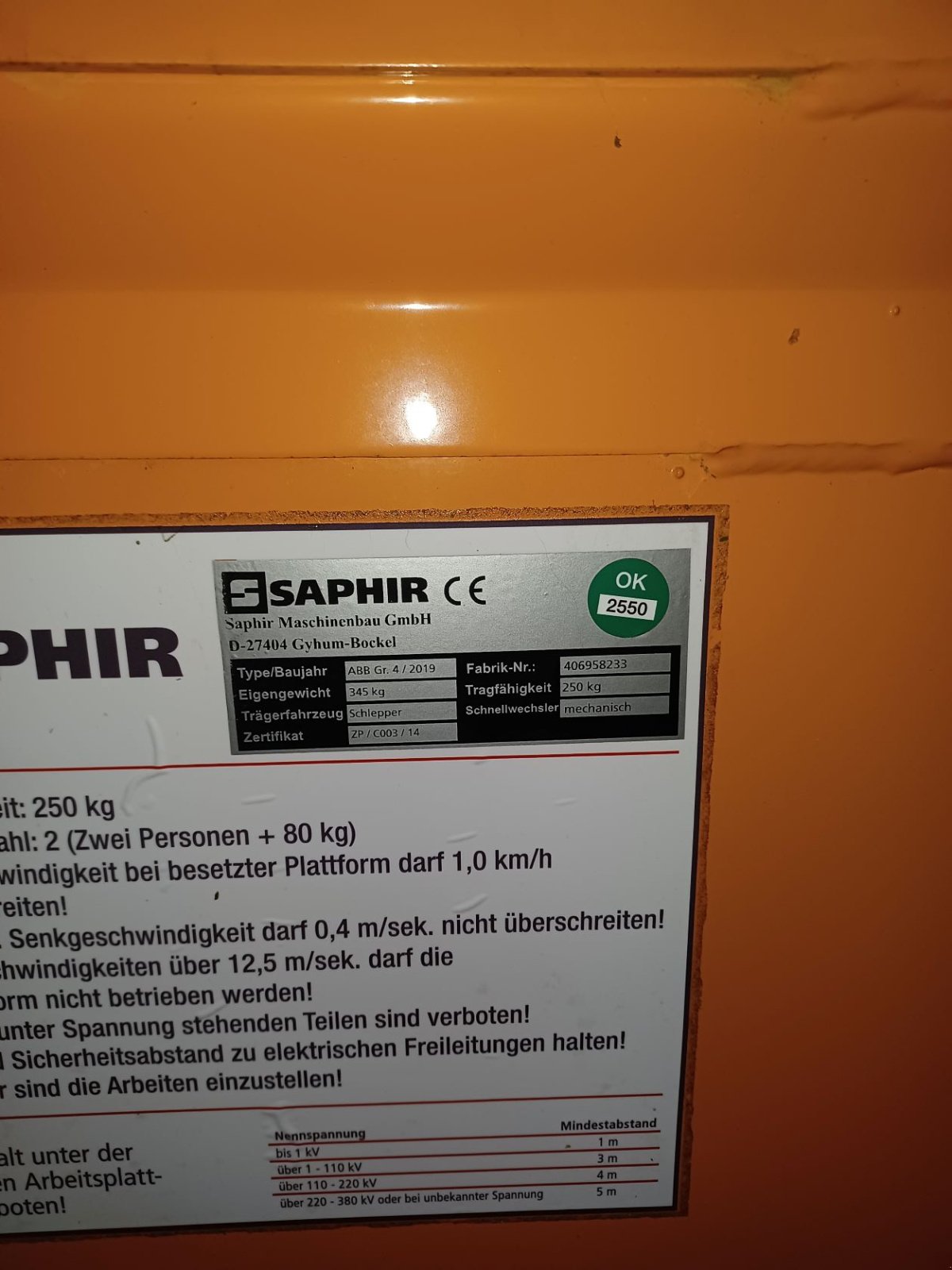 Arbeitskorb Türe ait Saphir ABB Größe 4, Neumaschine içinde Au/Hallertau (resim 3)