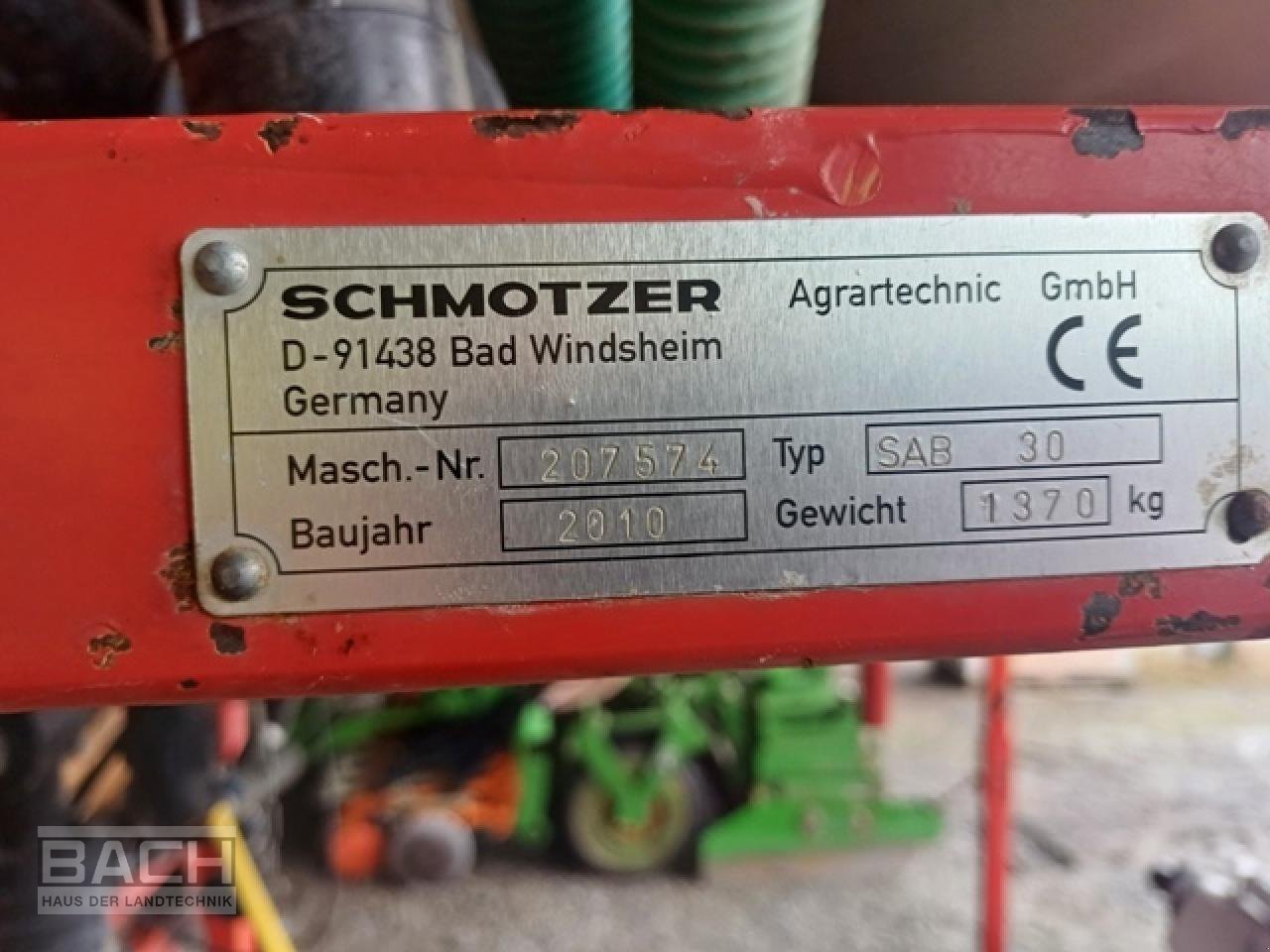 Aufbauspritze Türe ait Sonstige SCHMOTZER 2.100L SAB 30, Neumaschine içinde Boxberg-Seehof (resim 5)