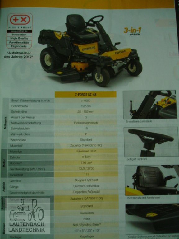 Aufsitzmäher του τύπου Cub Cadet Z- Force SZ 48, Neumaschine σε Rollshausen (Φωτογραφία 2)