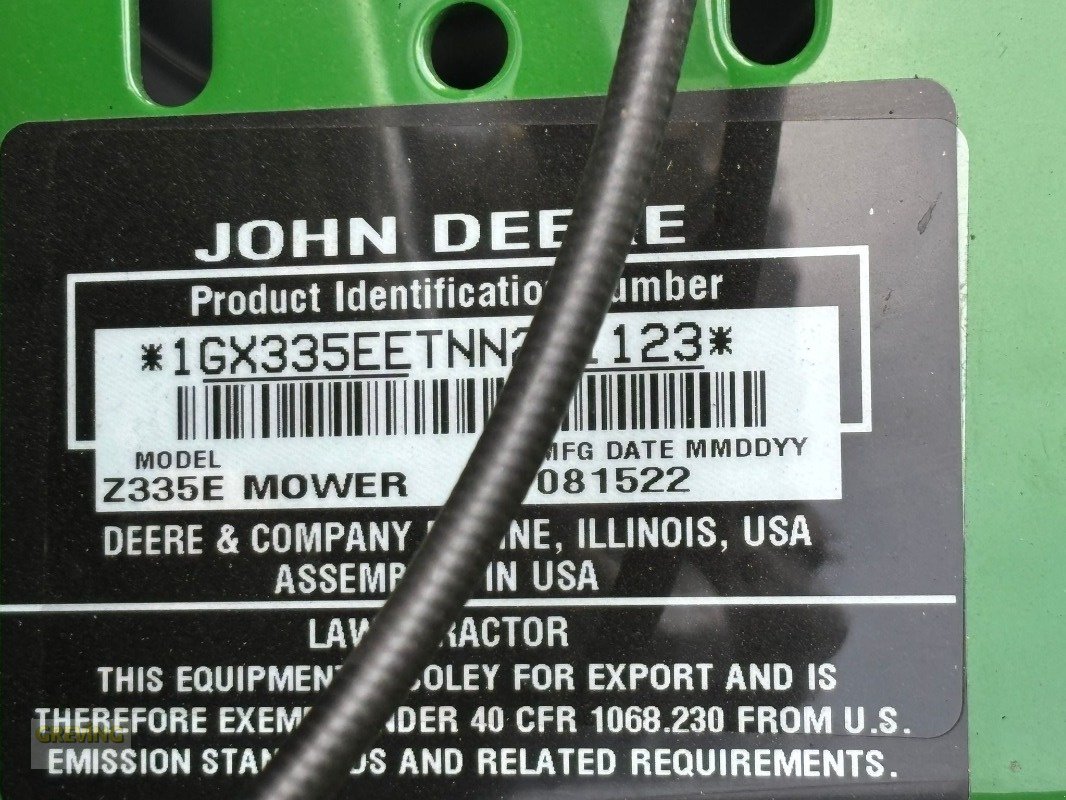 Aufsitzmäher van het type John Deere Z335E Nullwendekreismäher, Neumaschine in Ahaus (Foto 12)