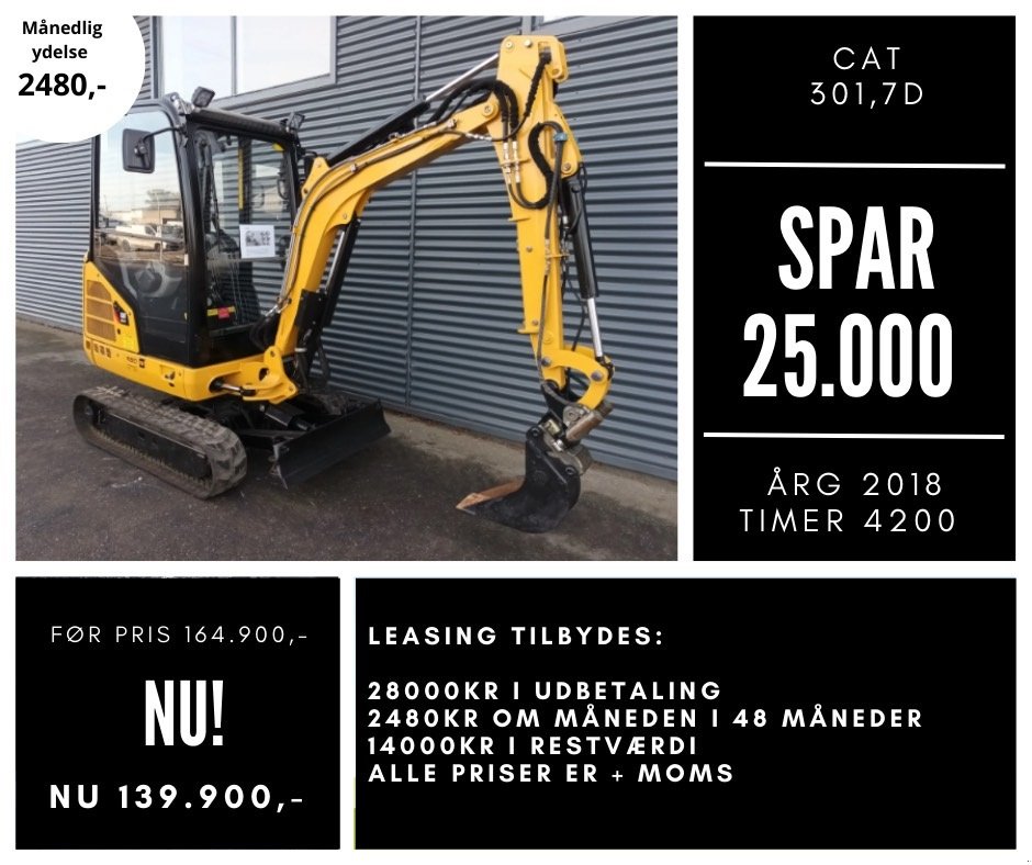 Bagger za tip CAT 301,7d, Gebrauchtmaschine u Fårevejle (Slika 1)