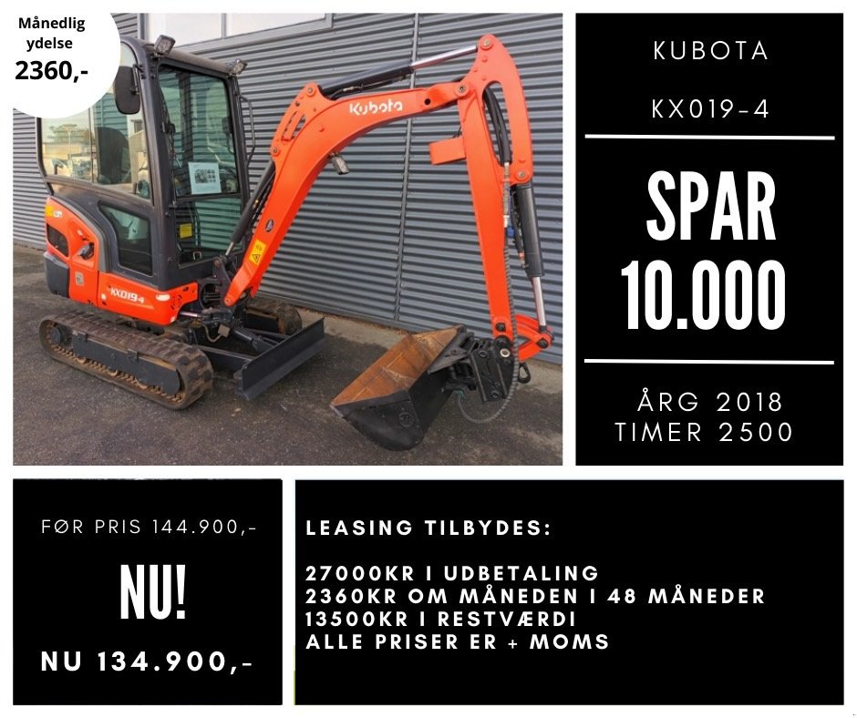 Bagger tipa Kubota kx019-4, Gebrauchtmaschine u Fårevejle (Slika 1)