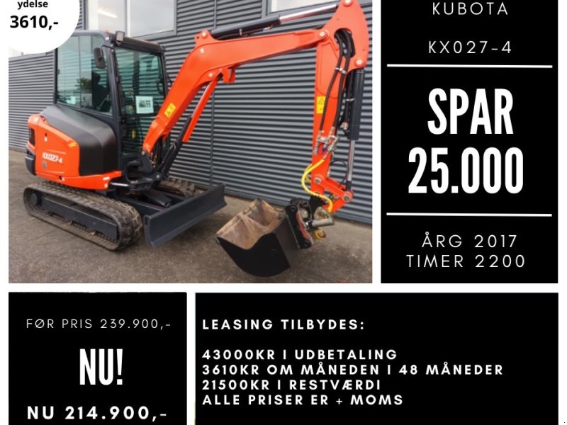 Bagger a típus Kubota kx027-4, Gebrauchtmaschine ekkor: Fårevejle (Kép 1)