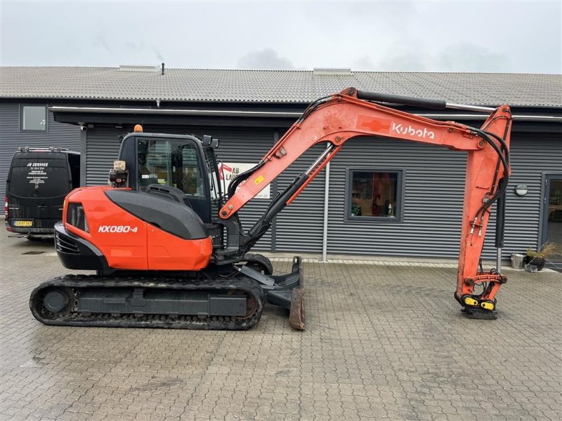 Bagger typu Kubota KX080-4 hydraulisk hurtigskifte og centralsmørring, Gebrauchtmaschine v Rønnede