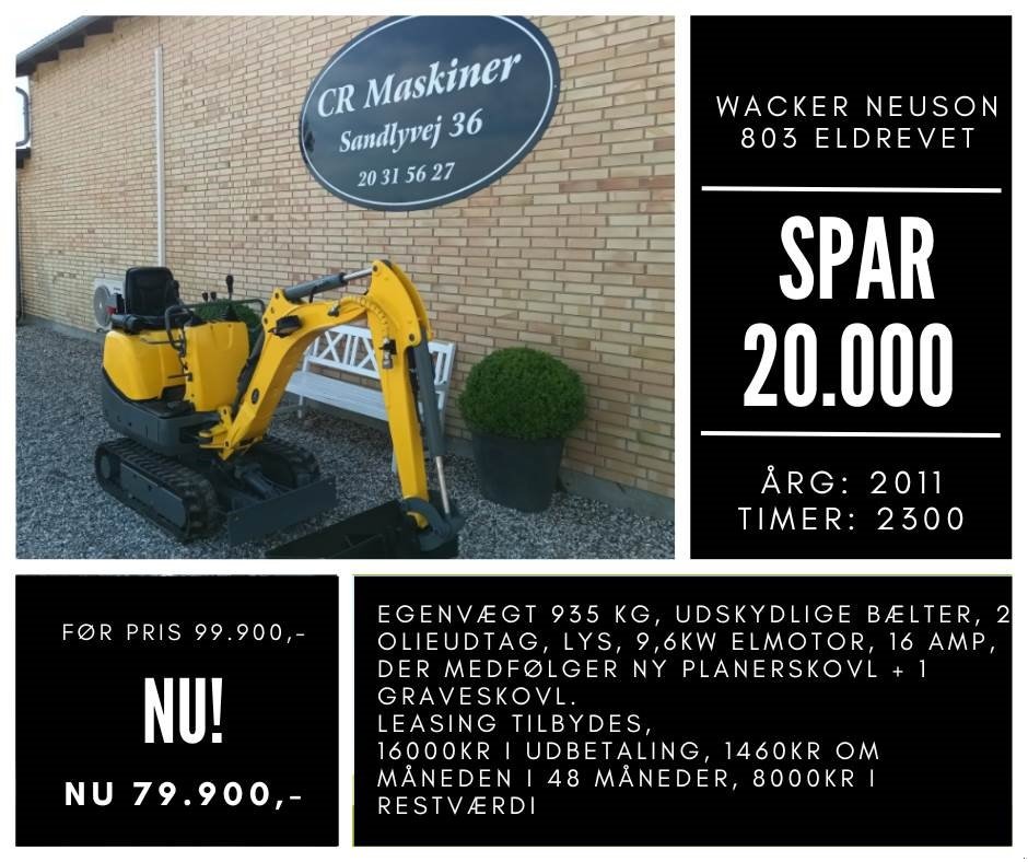 Bagger a típus Wacker Neuson 803 eldrevet, Gebrauchtmaschine ekkor: Fårevejle (Kép 1)