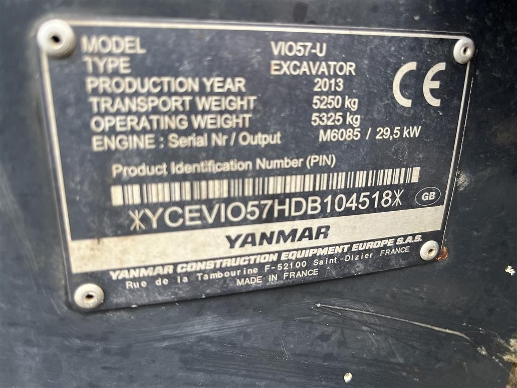 Bagger tip Yanmar Vio57 U hydraulisk skovl skifte, Gebrauchtmaschine in Rønnede (Poză 3)