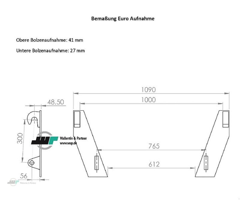 Ballengabel tipa Wallentin & Partner Älö Ballengabel Euroaufnahme Ballenspieß mit 3 Zinken für Rundballen, Neumaschine u Wesenberg (Slika 2)