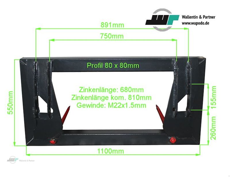 Ballengabel типа Wallentin & Partner Ballenspieß MX C1 Frontlader 1,10 m, Neumaschine в Wesenberg (Фотография 2)