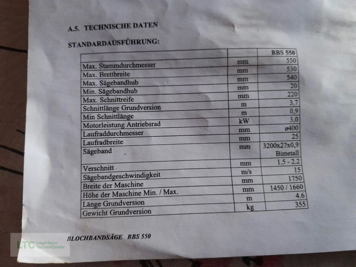 Bandsägewerk typu Holzmann BBS 550 Bandsäge, Gebrauchtmaschine v Kalsdorf (Obrázok 10)