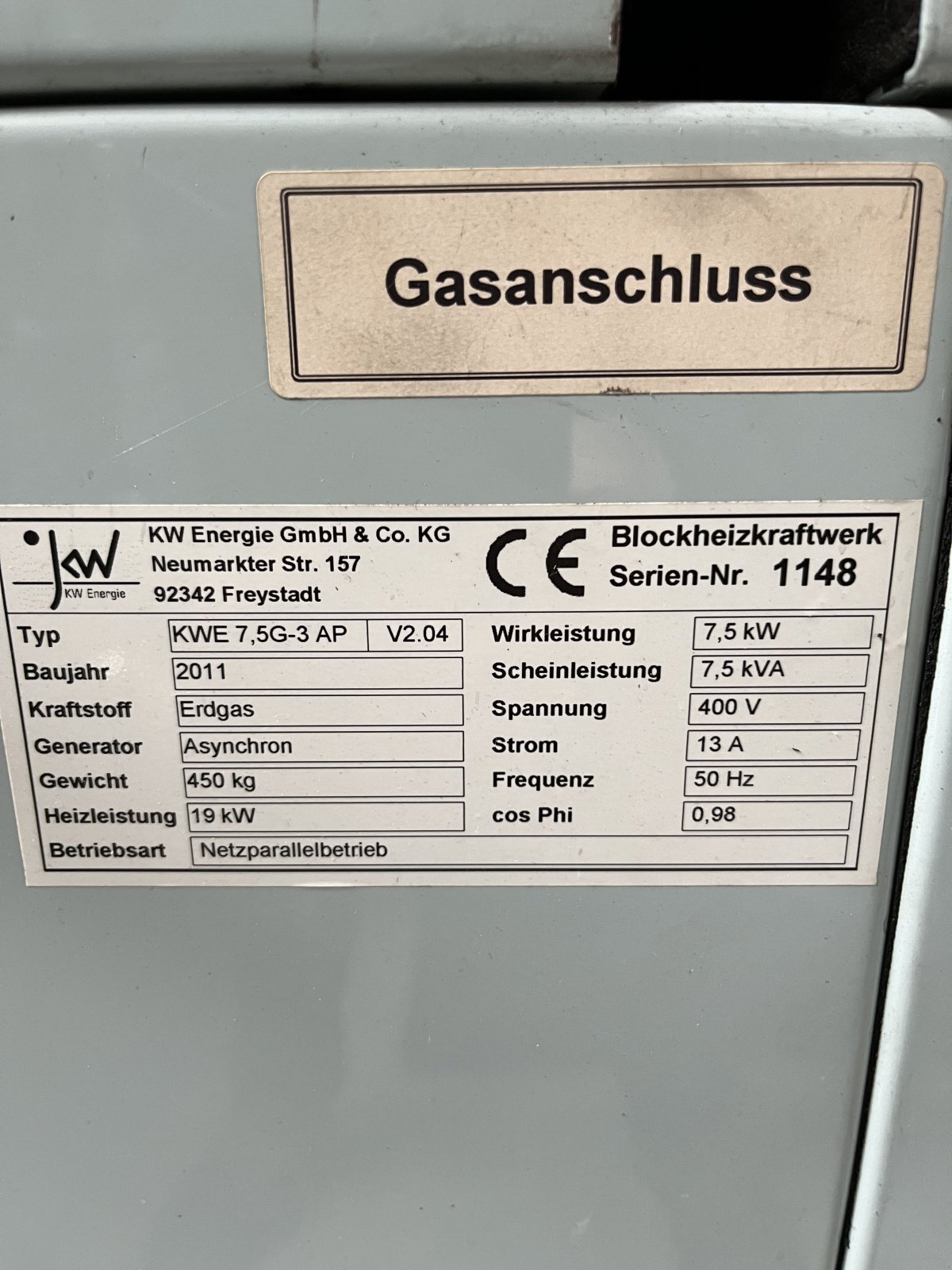 BHKW & Blockheizkraftwerk des Typs KWE KWE 7,5G-3 AP, Gebrauchtmaschine in Ertingen (Bild 4)