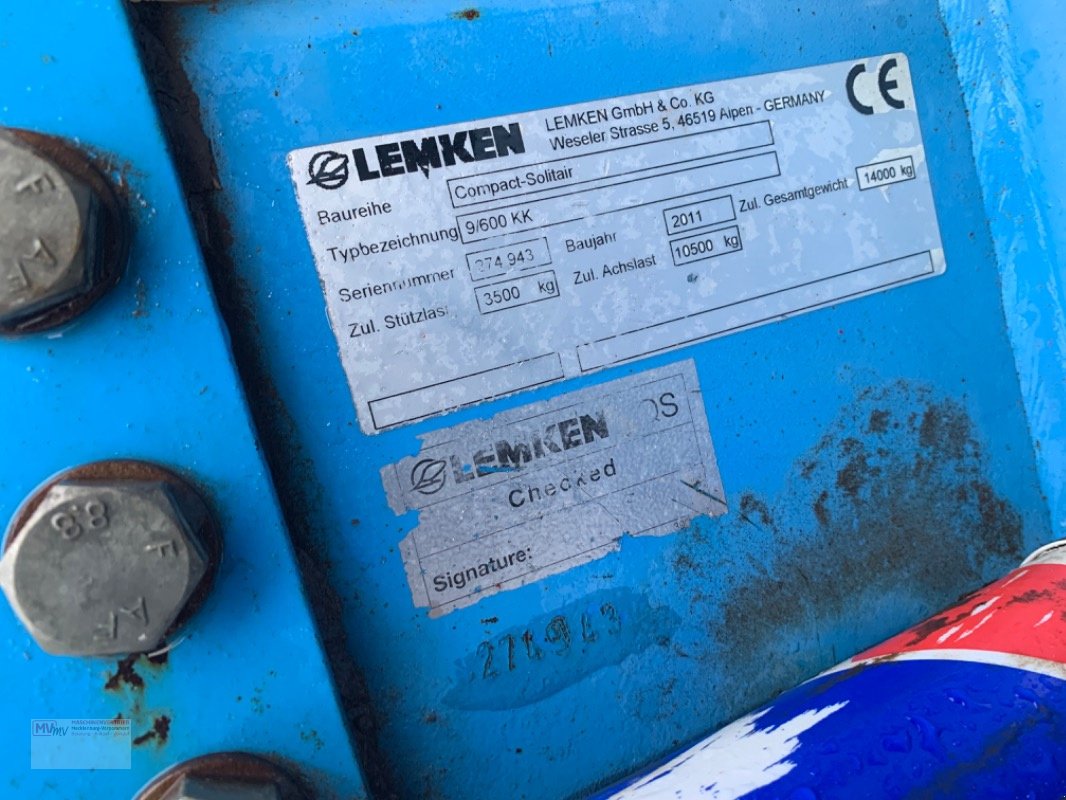 Drillmaschinenkombination a típus Lemken Compact Solitair 9/600KK, Gebrauchtmaschine ekkor: Neubrandenburg (Kép 13)