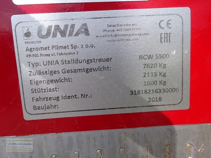 Düngerstreuer типа Unia Großflächenstreuer, Kalkstreuer, Düngerstreuer, RCW 5500, 5,5 m³, TOP-Zustand, Art. Nr.: 2,9,000076, Gebrauchtmaschine в Itterbeck (Фотография 26)