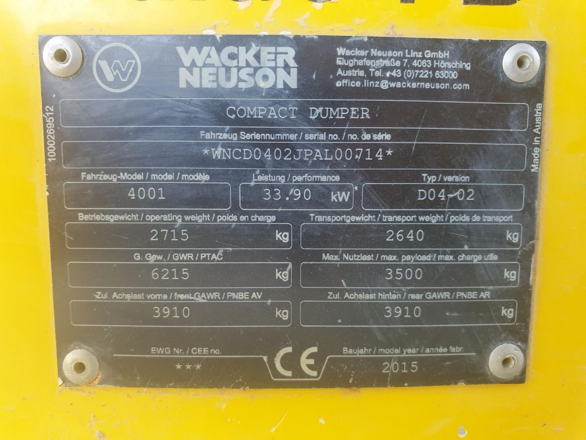 Dumper tip Wacker Neuson Neuson 4001s, Gebrauchtmaschine in Gallspach (Poză 13)