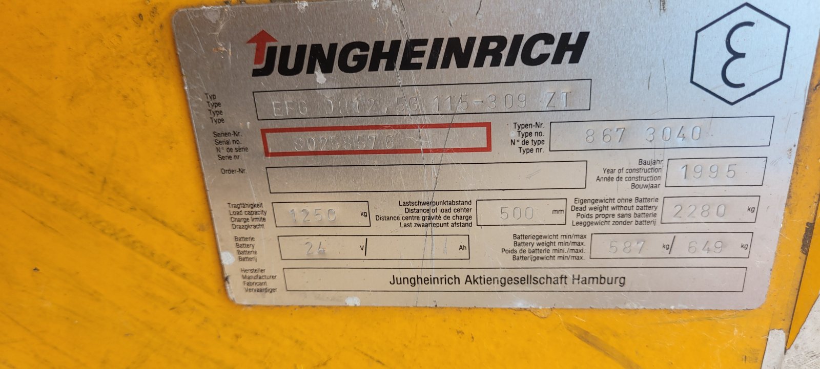 Elektrostapler типа Jungheinrich EFG DH12,5 G, Gebrauchtmaschine в Karlsruhe (Фотография 3)