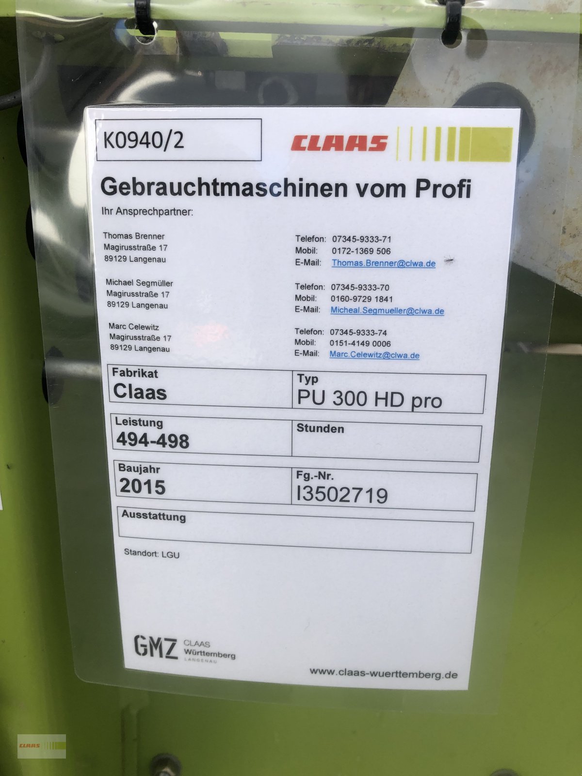Feldhäcksler Pick-up tip CLAAS PU 300 HD Pro PREIS REDUZIERT !!!, Gebrauchtmaschine in Langenau (Poză 10)