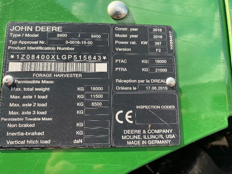 Feldhäcksler tip John Deere 8400, Gebrauchtmaschine in ESCAUDOEUVRES (Poză 7)