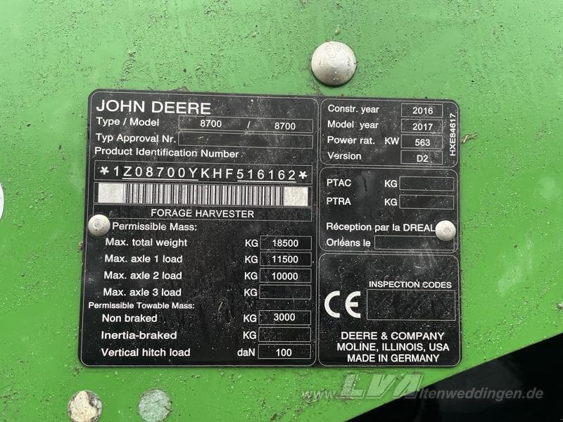 Feldhäcksler typu John Deere 8700, Gebrauchtmaschine v Sülzetal OT Altenweddingen (Obrázok 8)