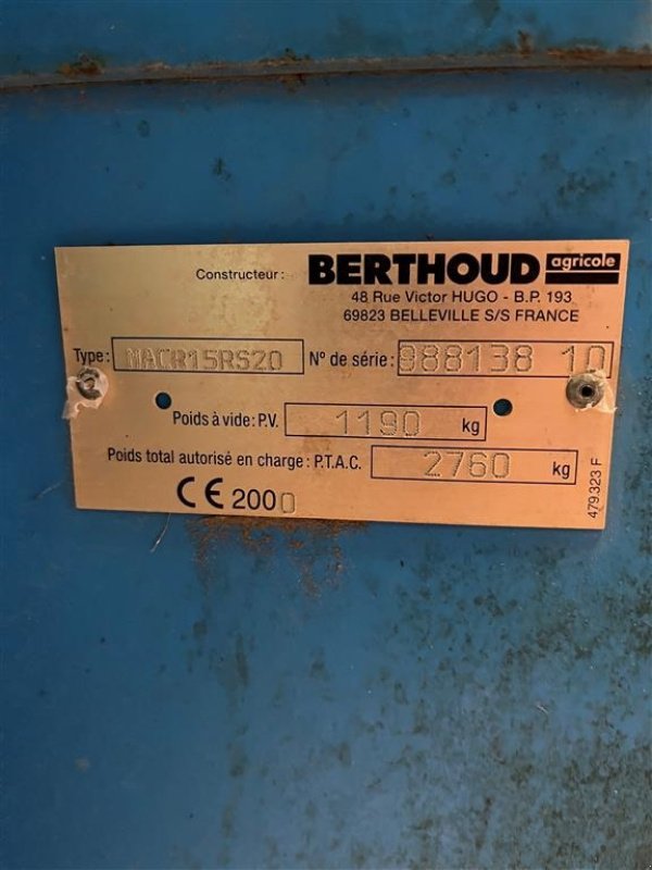 Feldspritze του τύπου Berthoud 1500L 20 meter, Gebrauchtmaschine σε Høng (Φωτογραφία 4)