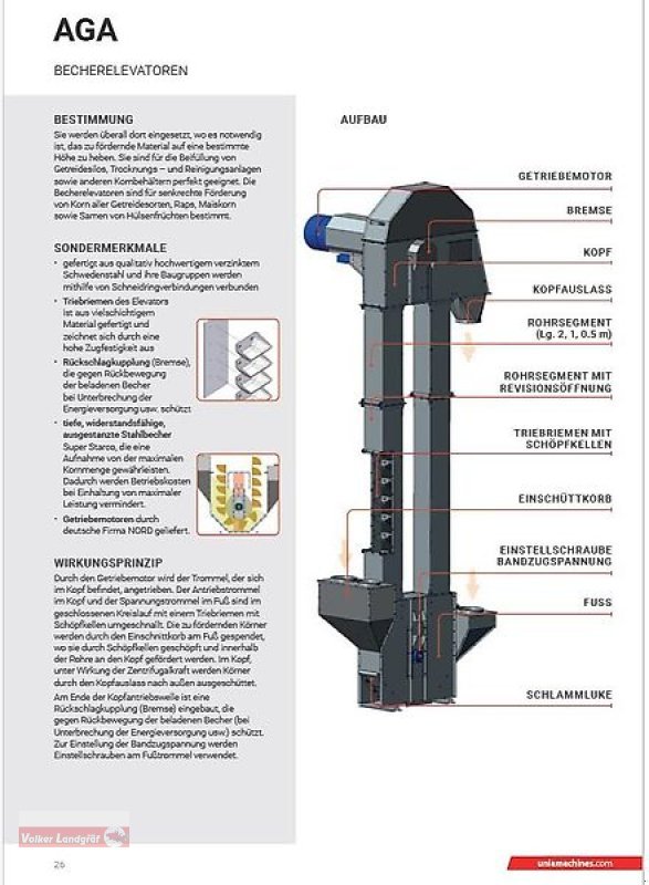 Förderanlage des Typs Unia AGA 40 Becherelevator, Neumaschine in Ostheim/Rhön (Bild 4)