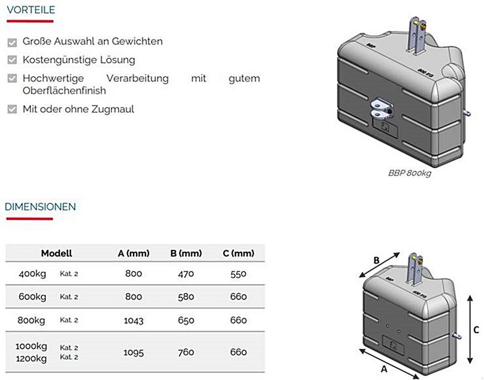 Frontgewicht от тип Sonstige 1000 kg BBP-2 Frontgewicht, Neumaschine в St. Marienkirchen (Снимка 2)