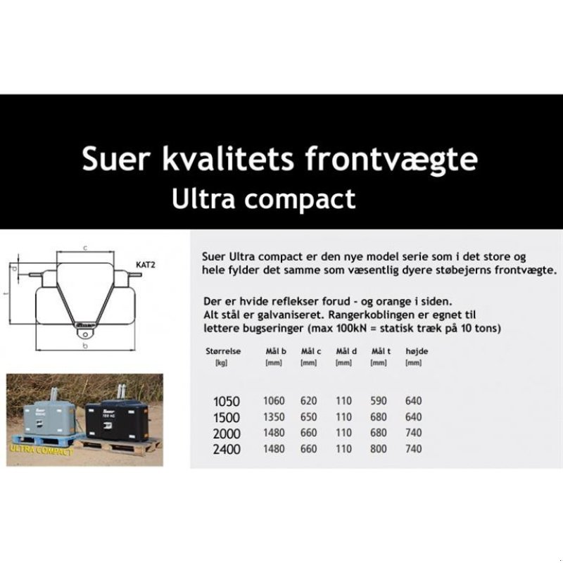 Frontgewicht van het type Suer 1500 kg ultra kompakt - www.suer.dk GRATIS LEVERING, Gebrauchtmaschine in Tønder (Foto 3)