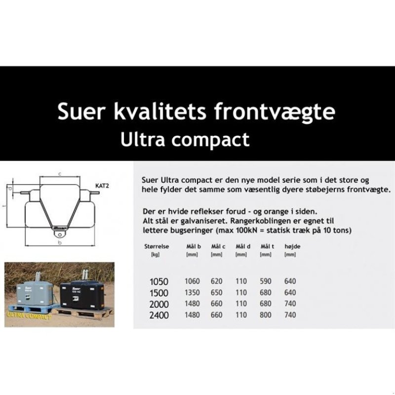 Frontgewicht van het type Suer 2000 kg ultra kompakt - www.suer.dk  GRATIS LEVERING, Gebrauchtmaschine in Tønder (Foto 2)