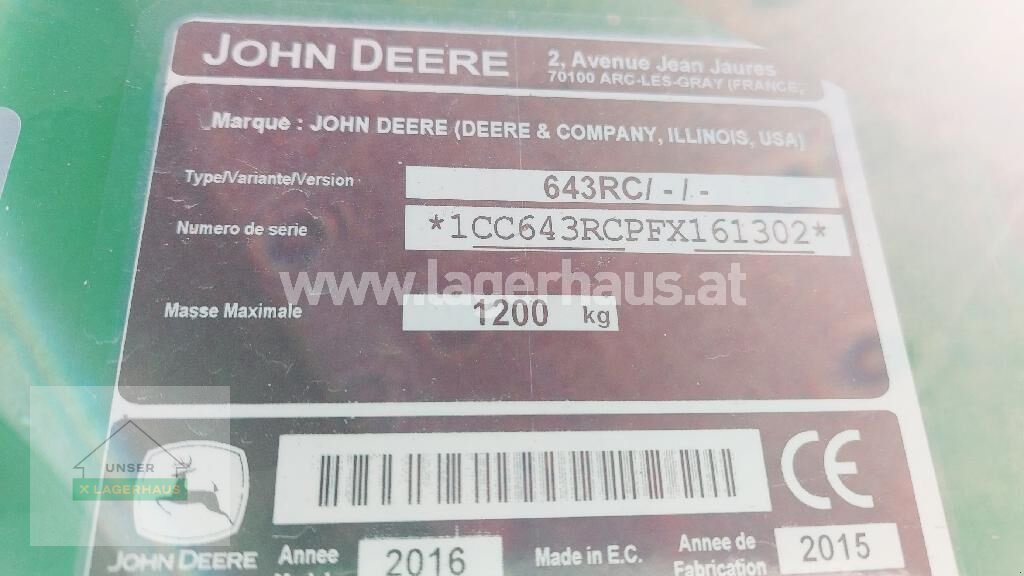 Frontlader tipa John Deere FRONTLADERSCHWINGE 643R, Gebrauchtmaschine u Aschbach (Slika 4)