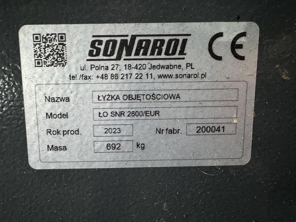 Frontlader typu Sonarol UNIVERSALSKOVL 260CM VOLUME! FABRIKSNY!, Gebrauchtmaschine v Nørager (Obrázek 5)