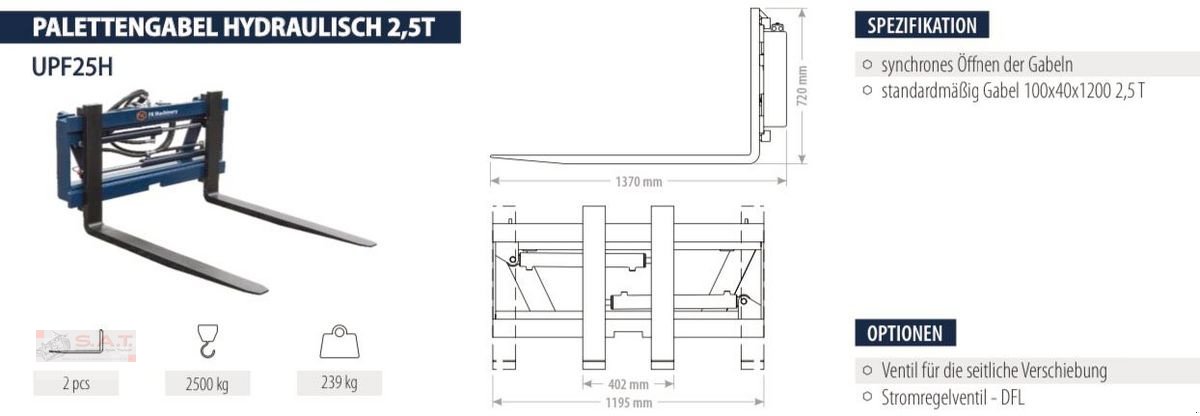 Frontladerzubehör (Bagger) Türe ait Sonstige Hydraulische Palettengabel-2,5 to.-NEU, Neumaschine içinde Eberschwang (resim 6)