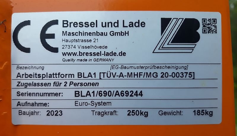 Frontladerzubehör Türe ait Bressel & Lade Arbeitskorb BLA1 mit Euro Aufnahme, Neumaschine içinde Itterbeck (resim 17)