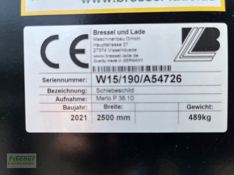 Frontladerzubehör typu Bressel & Lade Schiebeschild 2.500mm mit Merlo-Aufnahme, Neumaschine v Kroppach (Obrázok 7)