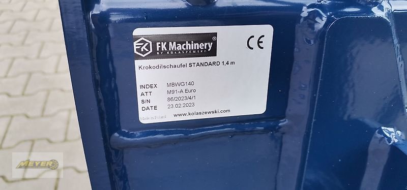 Frontladerzubehör tipa FK Machinery Krokodilschaufel Standard 1,4m, Neumaschine u Andervenne (Slika 15)