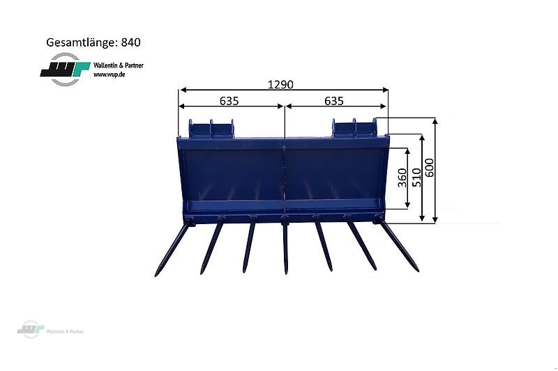 Frontladerzubehör del tipo Wallentin & Partner Dunggabel Frontladergabel 1,30 m Skid Steer Aufnahme passend für Traktoren bis max. 50 PS, Neumaschine en Wesenberg (Imagen 2)