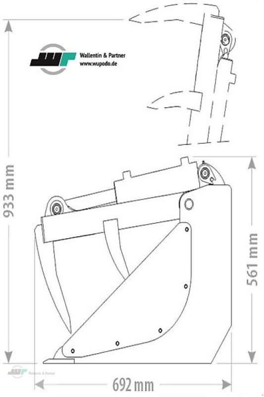 Frontladerzubehör του τύπου Wallentin & Partner Krokodilschaufel mini MXC1 Aufnahme Silozange   Schaufel mit Obergreifer 120 cm, Neumaschine σε Wesenberg (Φωτογραφία 5)