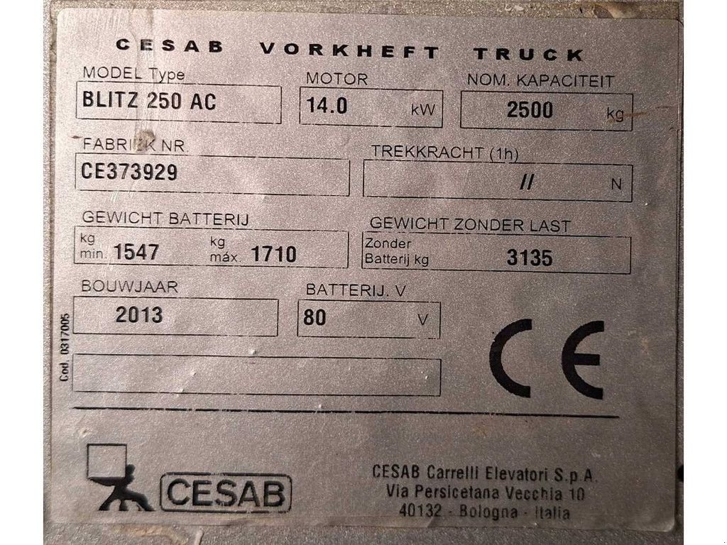 Frontstapler za tip Cesab BLITZ 250 AC, Gebrauchtmaschine u Antwerpen (Slika 10)