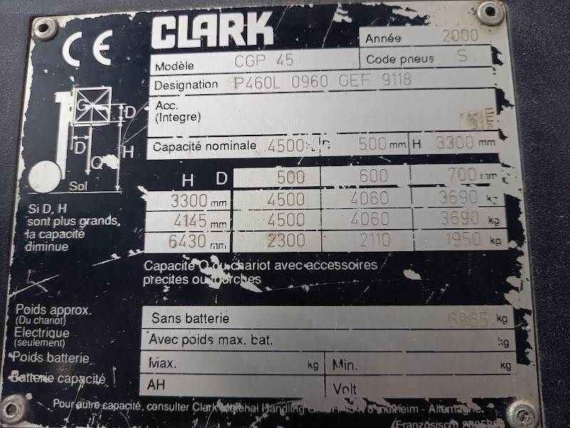 Frontstapler des Typs Clark CGP 45, Gebrauchtmaschine in Waregem (Bild 10)